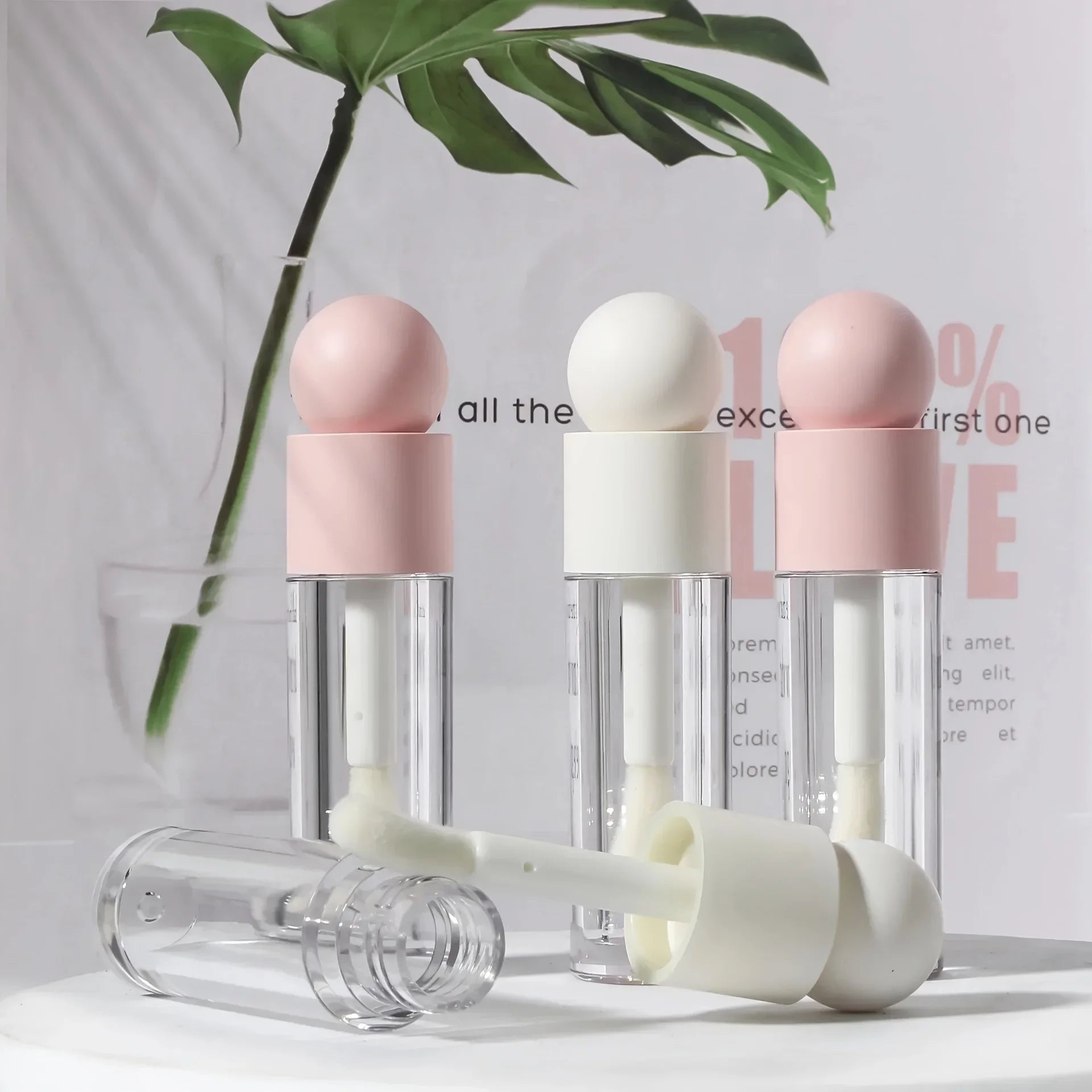 1pc 5ml Lip Gloss Tube Matte Pink Clear Thick Rod Large Brush Head Bottle Makeup Mud Packaging Empty Cosmetic Material Wholesale