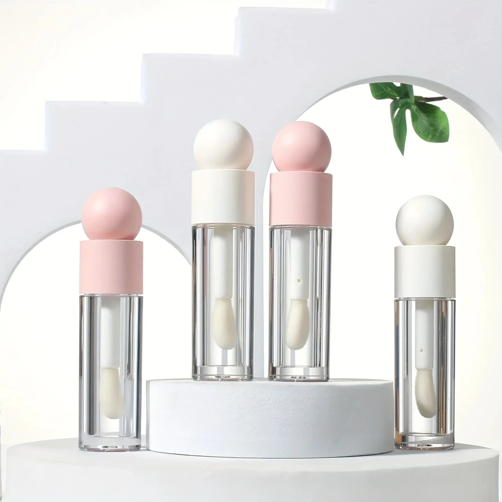 1pc 5ml Lip Gloss Tube Matte Pink Clear Thick Rod Large Brush Head Bottle Makeup Mud Packaging Empty Cosmetic Material Wholesale