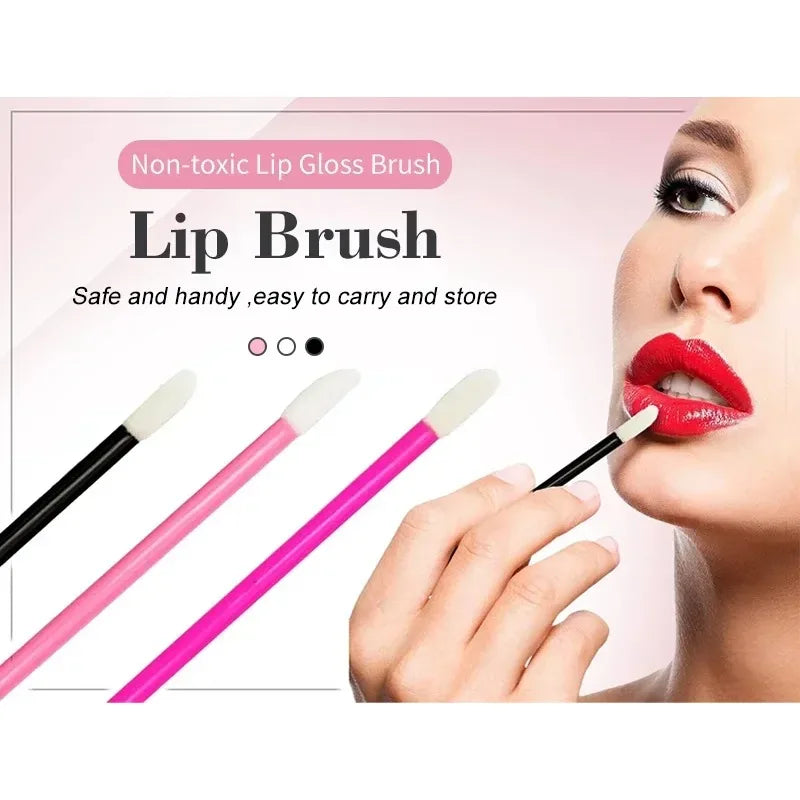 Disposable Hollow Rod Lip Brush Portable Beauty Tool Plush Lipstick Brush Lip Gloss Makeup Brush Specialized Makeup Brush